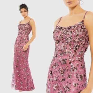 Mac Duggal 5477 Pink Floral Embellished Scoop Neck Evening Gown Size 6 NWT